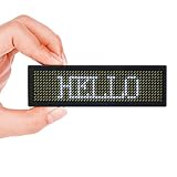 LED Name Tag, MECO Name Badge Rechargeable Pin Magenta Price Tag Reusable Business Card Screen with 4411 Pixels Programming Scrolling for Restaurant Shop Party Bar Exhibition(Windows Only) - White