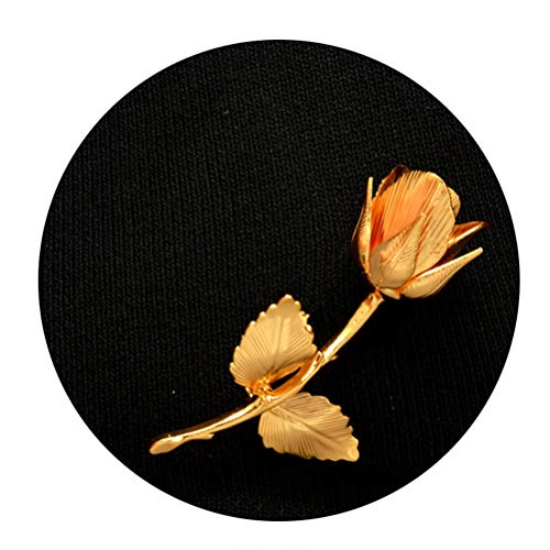 FENICAL Golden Rose Brooch Pins Metal Breastpin Flower Pin Chest Decoration for Women Girls