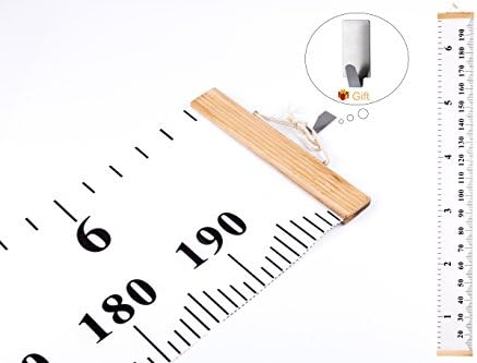 DUELEPHANT Baby Height Growth Chart, Kids Hanging Wall Ruler Measurement Canvas Chart with Wood Frame, Wall Decor for Kids Nursery Room 79''x7.9'', Hook Included