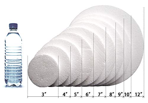 Craft Foam Disc Circle - Smooth Styrofoam Polystyrene Foam Disc for Any Craft and DIY Project. (12 Packs - 12" x 12" x 1")