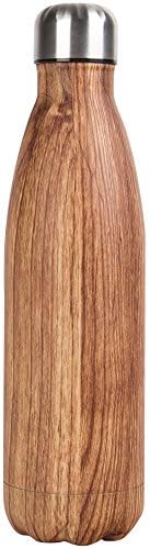 QualityNmore Insulated Water Bottle - Stainless Steel - Woodgrain - BPA Free - ECO-Friendly