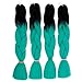 GX Beaut Ombre Braiding Hair Jumbo Braid Hair Extensions 4Packs 24Inch Synthetic Heat Resistant Fiber for Box Braiding Hair(Black to Cyan)