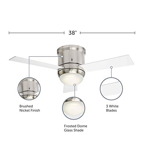 NOMA Ceiling Fan with Light Dimmable Ceiling Fan with Frosted Glass