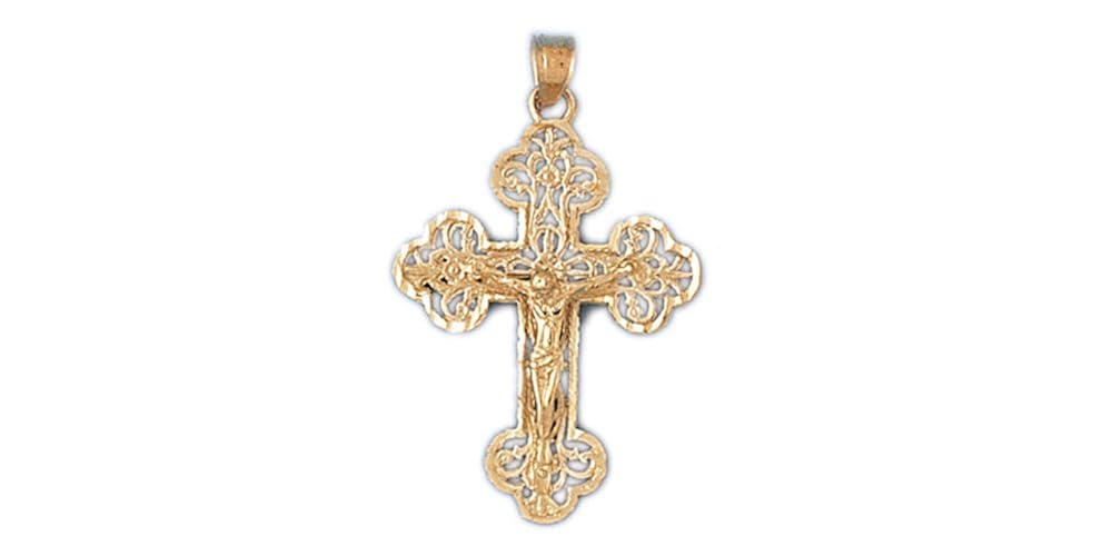 14k Yellow Gold Crucifix Pendant 