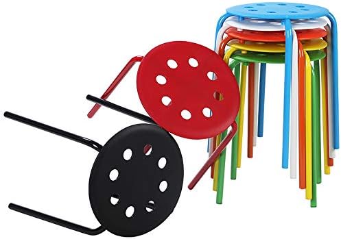 Kimmyer 7 Pcs 17.5" Stack Stools Portable Stackable Bar Stools, 7 Assorted Colors Stack Chair, 11.4" Height, 12.2" Width, 17.5" Length, for School Classroom Stools