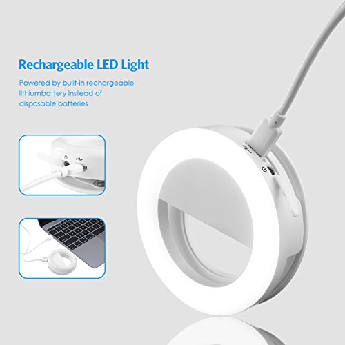 Criacr-Selfie-Ring-Light-Clip-on-LED-Camera-Light-Rechargeable-33-LED-Fill-light-3-Level-Adjustable-Brightness-On-Camera-Video-Lights-Night-Light-for-iPhone-Samsung-Other-Smartphone-Tablets-etc