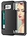 Vofolen Sliding Cover for Galaxy S8 Case Card Holder Wallet ID Credit Card Slot Hidden Pocket Dual Layer Protective Cover Hard Bumper Shell Rugged Hybrid Protector Armor Case for Galaxy S8 - Black
