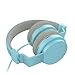 Kids Headphones, Vomach Blue Headphones with Microphone Lightweight Foldable On Ear Headphones for Girls