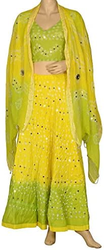 Ethnic Bohemian Tie Dye Bandhej Bandini Lehenga Choli Sequins Mirrors Work By Rajrang