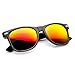 zeroUV Flat Matte Reflective Flash Color Lens Large Horn Rimmed Style Sunglasses - UV400 (Black Fire)