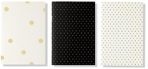 Kate Spade New York Triple Notebook Set, 3 Small Travel Journals with 80 Lined Pages Per Book, Black Dots