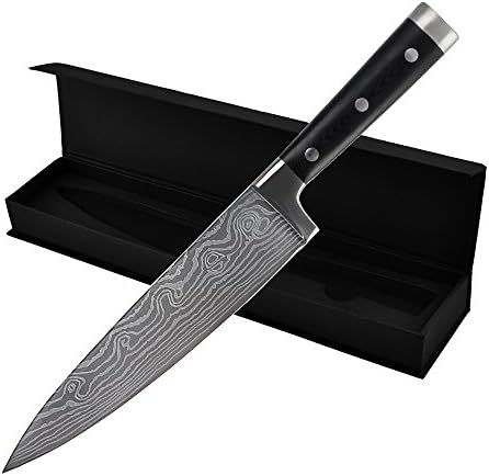 MORJEAS Chef Knife VG10 Steel Damascus Chef Knife, Professional High Carbon Stainless Steel Kitchen Knives with Free Gift Case Set (black)