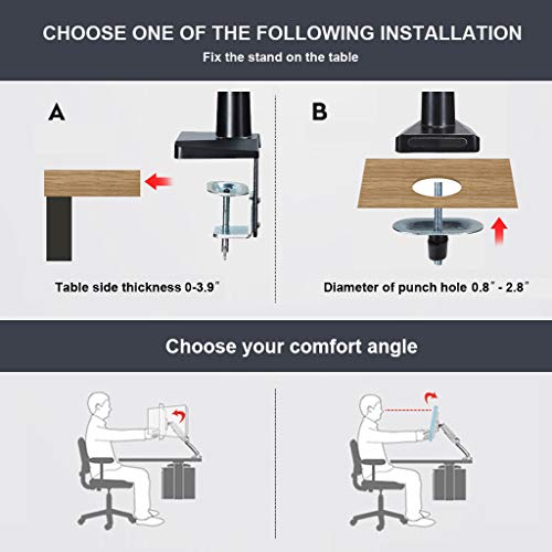 Sunon Dual Monitor Mount Stand Full Motion Adjustable Aluminum Gas