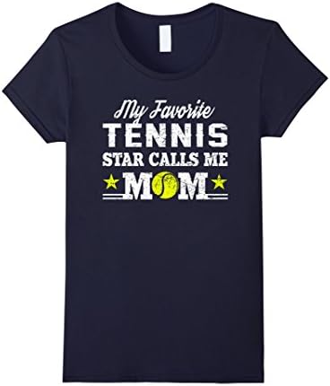 Women's Tennis Mom Shirt: My Favorite Star Calls Me Mom Gift T-Shirt Large Navy