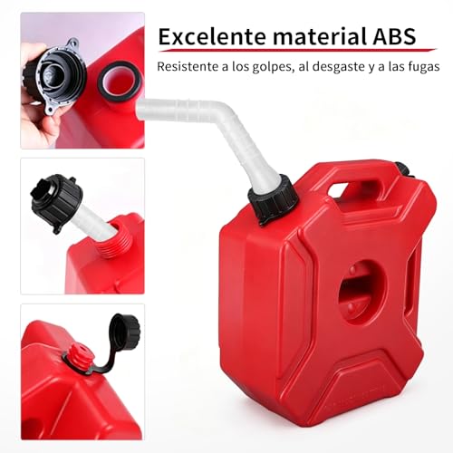 Bidón de Gasolina 5 Litros, Bidón de Gasolina para Moto, 5L Tanque de 1.3 Galones Contenedor de Gas Portátil, Con Cerradura y Llave