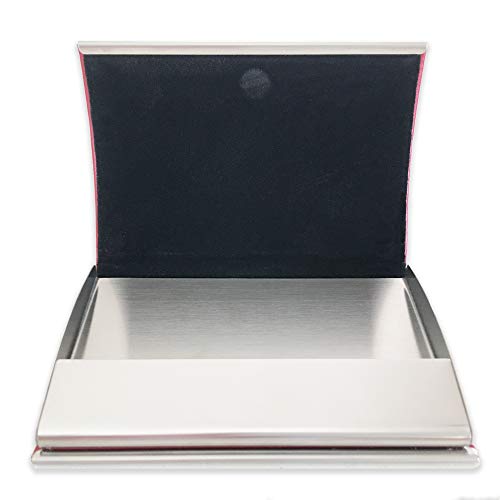 Essential Red Business Card Holder - Professional Presentation Every Time - Soft Touch Leather/Magnetic Closure Keeps Business Cards Secure - PU Leather Business Card Case for Women/Men