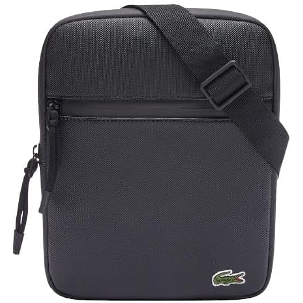 Amazon.com: Lacoste Mens LCST Small Flat Crossbody Bag, Black, One