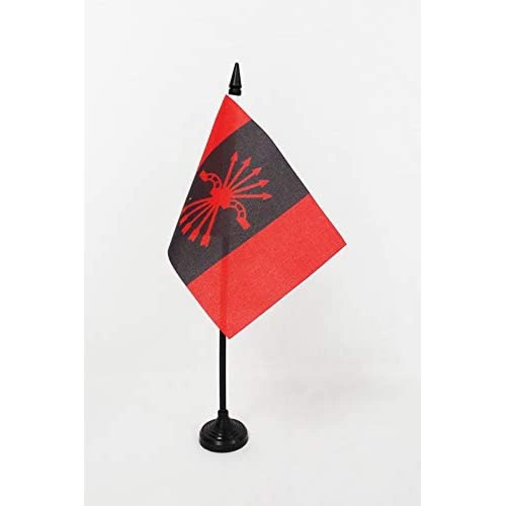 AZ FLAG - Falange Española de las JONS Table Flag 4'' x 6'' - Falangists Office Mini Banner 100% Polyester 15 x 10 cm - Mini Desk Flag with 10'' Pole and Black Plastic Base