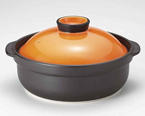 Click Here to See More Images Utage for 2-3 persons 8.7inch Donabe Japanese Hot pot Orange Ceramic Made in Japan