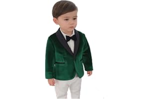 SETWELL Toddler Boy Formal Suit Jacket Outfit Christmas Velvet Blazer Sports Coat for Kids Birthday Party JTZ019
