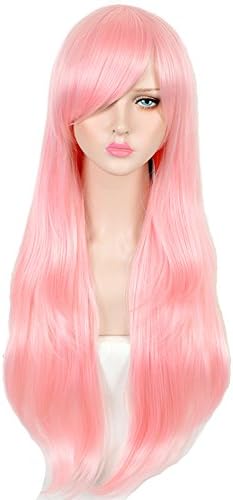 CosHouse Girls Sweet Long Natural Wigs 31 inches Pink Cosplay Wig for Party Halloween