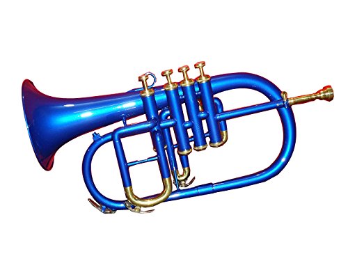 Queen Brass Flugelhorn 4Valve Bb/F Pitch W/Case & Mp Blue