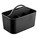 mDesign Plastic Cutlery Storage Organizer Caddy Bin - Tote with Handle - Kitchen Cabinet or Pantry - Basket Organizer for Forks, Knives, Spoons, Napkins - Indoor or Outdoor Use - Black