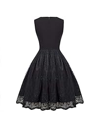 Belle Poque Vestido de cóctel para mujer, estilo vintage, con encaje floral, sin mangas, para fiesta de noche