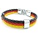 KONOV Mens Womens Feather Bracelet, German Germany Flag Cuff Bangle, Black Red Yellow, 8