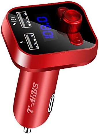 FM Transmitter Bluetooth, TARBS Bluetooth Fm Transmitter for car, Wireless Bluetooth Car Adapter, MP3 Player Stereo Radio Music car kit with Dual USB Ports,Hands Free for Iphone, Smartphone (Red)