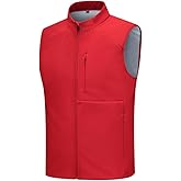 XLUQSHOU Mens Sleeveless Softshell Vest Waterproof Windproof Jacket Full Zip Outerwear Composite Fleece Fabric Golf Vest