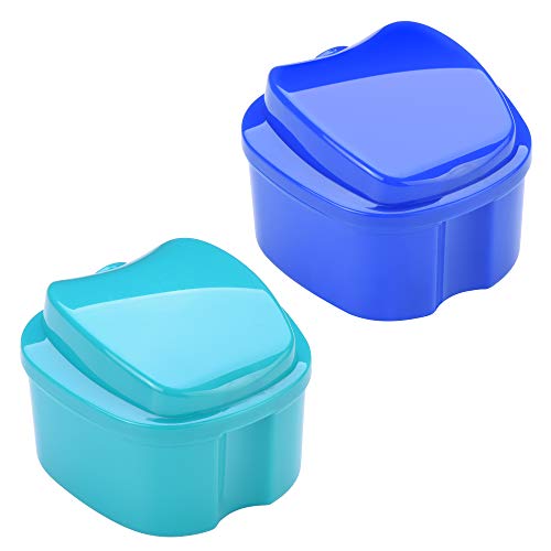 image for Beautyflier Pack of 2 Denture Bath Case with Strainer, Retainer Cleani