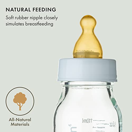 Natursutten AntiColic Glass Baby Bottle 2Pack 8 oz, 4 oz Bottles