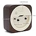 JCC Arabic Numerals Square Nature Wood Non Ticking Sweep Analog Quartz Bedside Desk Alarm Clock with Ascending Louder Alarm, Snooze and Night Light Feature, Battery Operated (Brown Wood)