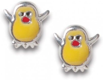 Tomas Sterling Silver Enamel Stud Earrings - Yellow Chick