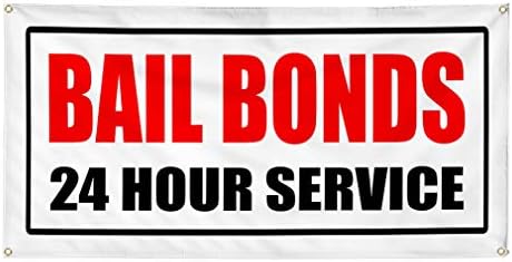 Amazon Com Vinyl Banner Sign Bail Bonds Service White Black