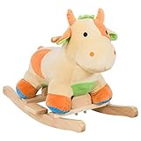 Qaba Kids Rocking Horse Toy Cow Ride on Rocker - Brown with Realistic Sounds
