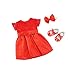 Emily Rose 18 Inch Doll Clothes | Red Lace Holiday Dress Outfit with Shoes and Ponytail Holder | Fits American Girl Dolls