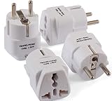 4 Pack European Travel Adapter Plug for European Outlets - Type C, Type E, Type F - Europe Plug Adapter Works in France, Spain, Italy, Germany, Netherlands, Belgium, Poland, Russia & More
