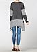 Mordenmiss Women's Stripes Asymmetry Hem Tunics Blouse with Pockets L Dark Gray