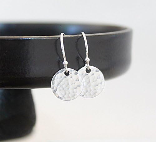 TINY Sterling Silver Hammered Earrings, Simple Sterling Silver Disc Earrings - Circle Earrings, Hammered Shiny Finish, Round Everyday Earrings