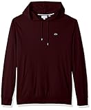 Lacoste Men's Long Sleeve Jersey Hoodie Tee with Central Pocket, TH9349, Vendange, L
