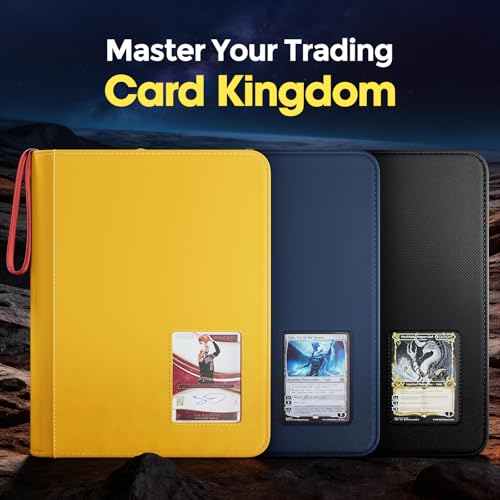ProCase 4 Pocket Top Loader Binder, Holding 144 Cards in 3"x4" Toploaders, Side Loading Small Book Folder with Clear Window for Pokemon, Trading, Sports Cards Collection TCG, MTG -Black