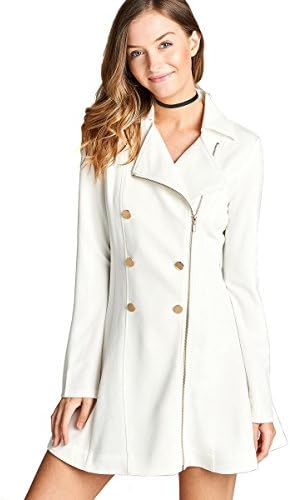 Women Classic Single, Double Breasted Trench Coat / Peacoat (Medium, TC01 Off White)