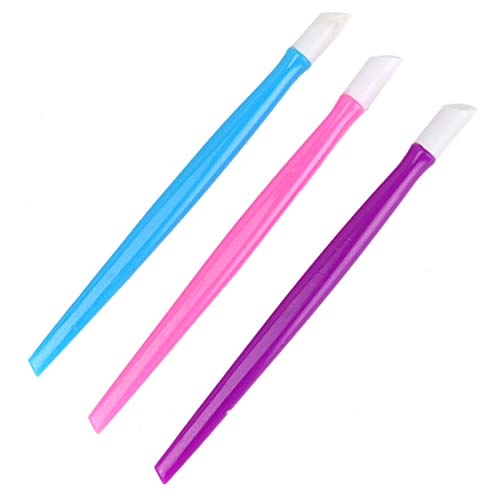 Buorsa 24 Pcs Rubber Tipped Plastic Handle Nail Cuticle Pusher Nail File Pusher Cleaner
