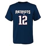 NFL New England Patriots Tom Brady # 26 Youth Boys 8-20 Name & Number Short Sleeve Tee, Medium (10/12), Navy