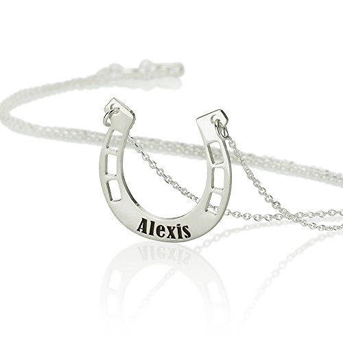 Personalized Horseshoe Necklace -925 Sterling Silver Custom Want