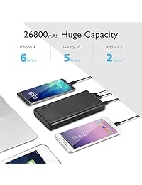 Miady   Cargador USB C de alta capacidad, 26800 mAh, con doble entrada (tipo C y micrófono) y 3 salidas para MacBook Nintendo Switch iPhone iPad Nexus Samsung Huawei (negro)