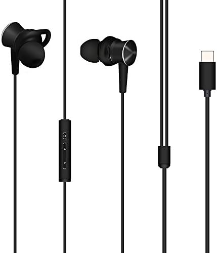 Type C Headphones Ecoker Hi-Fi Digital Stereo Earbuds Sweatproof In-Ear Noise Cancelling Sports Earphones with Mic for Pixel 2/XL, HUAWEI Mate 10/P20/Pro, Moto Z, HTC U11/12, Essential PH-1, LG - BK