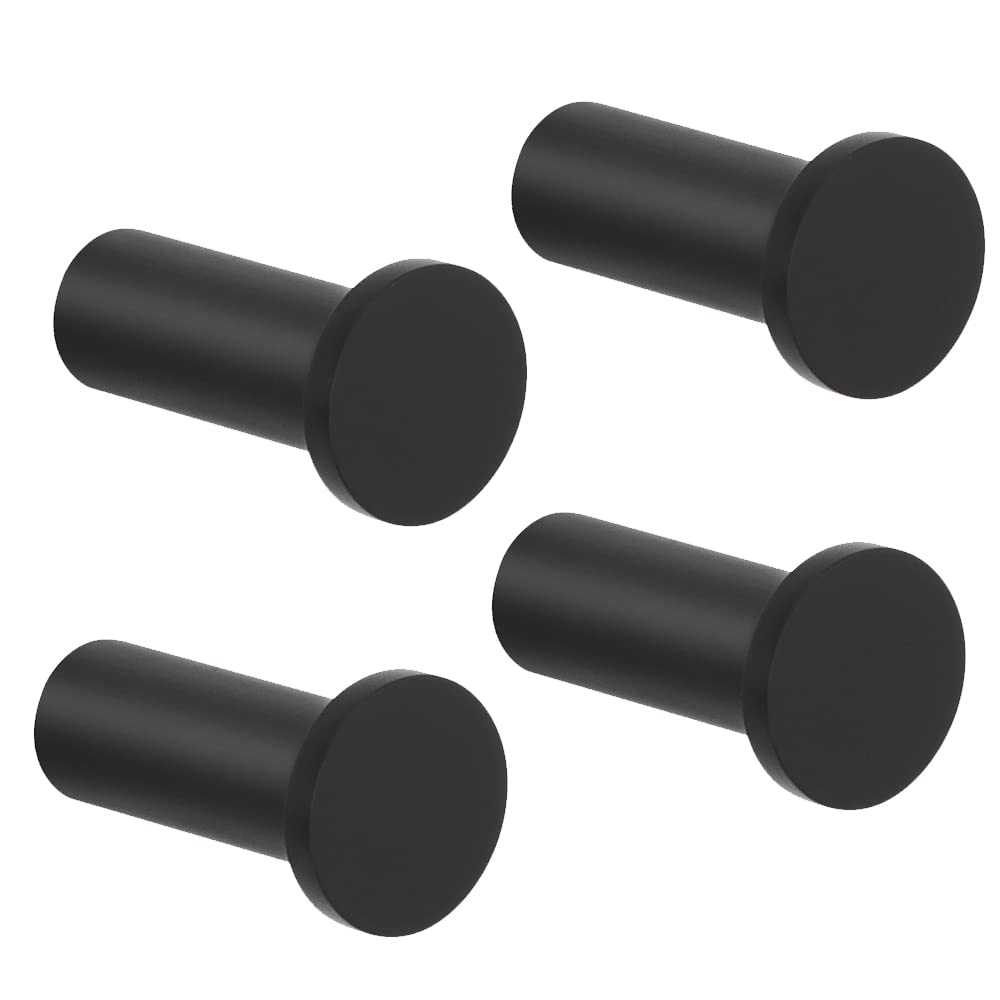 SAYAYO 4PCS Black Coat Hooks Wall Mounted SUS304 Stainless Steel Door Hooks for Hanging Towels Wall Hook for Bathroom Heavy Duty, EGOY001Y-B-4P